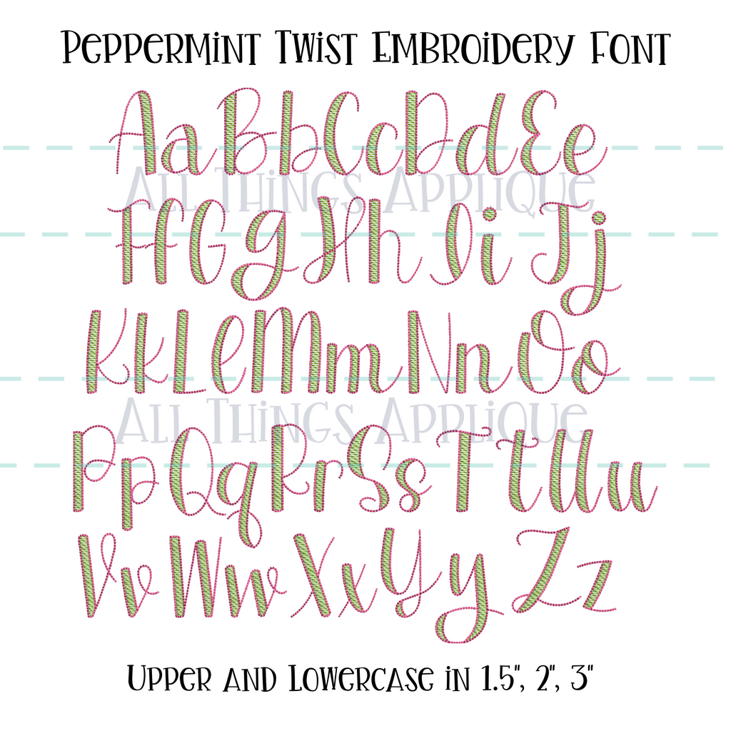 Peppermint Lettering Peppermint Twist Embroidery Font – allthingsapplique