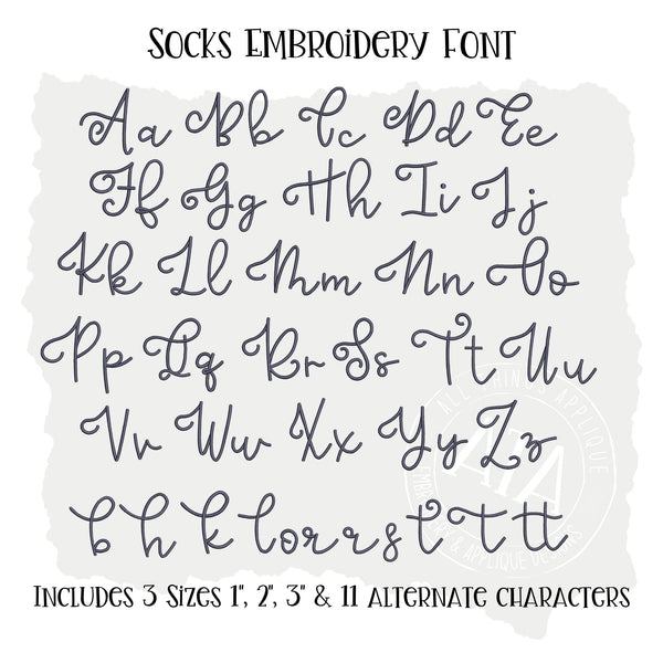 Socks Embroidery Font – allthingsapplique