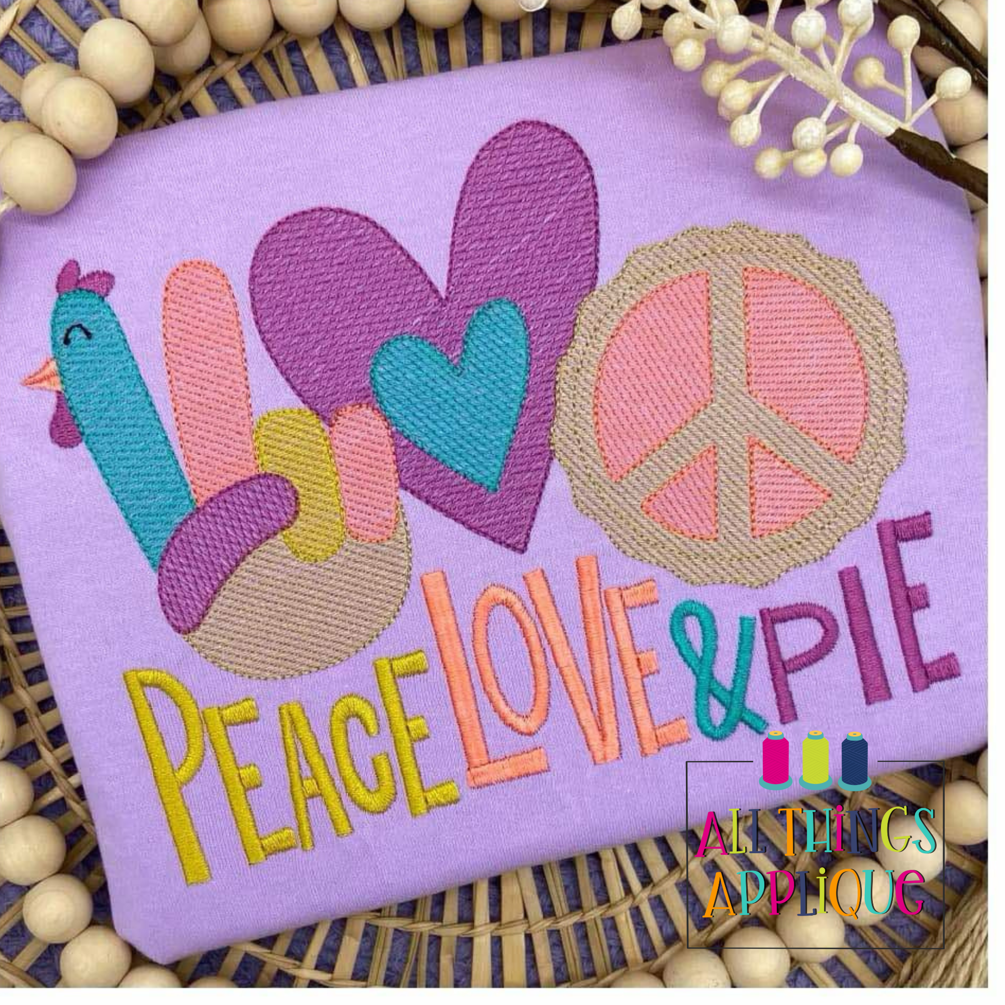 Peace Love Pie - Sketch – allthingsapplique