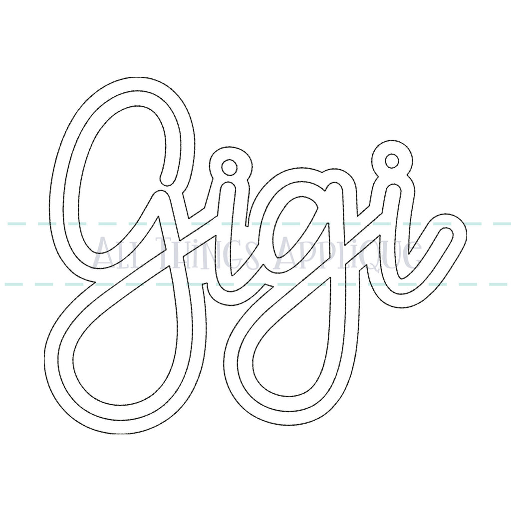 Gigi In Cursive GiGi - Cursive - 2 - Bean – allthingsapplique