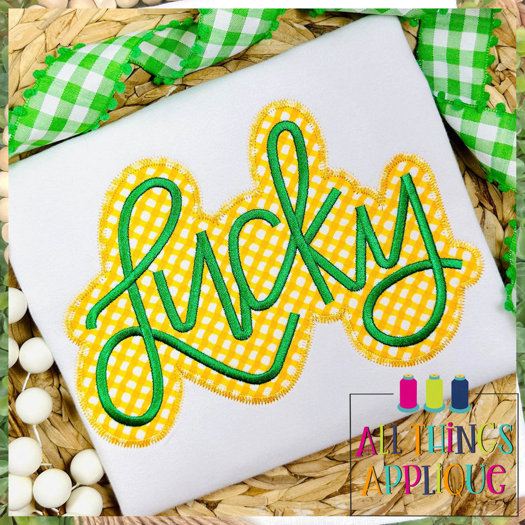 Lady Luck In Cursive Lucky - Cursive - Zig Zag – allthingsapplique