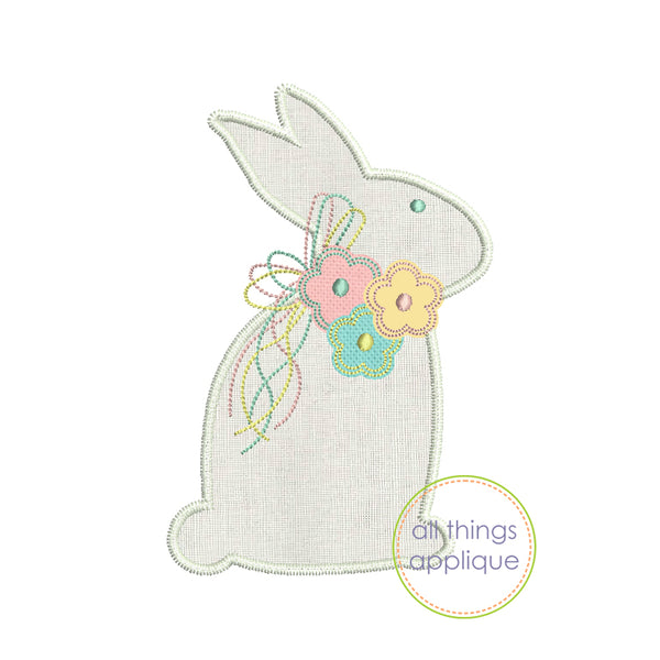 Easter Bunny with Flowers - Zig Zag – allthingsapplique