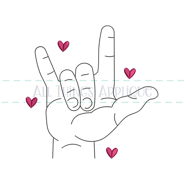 Sign Language I Love You Drawing