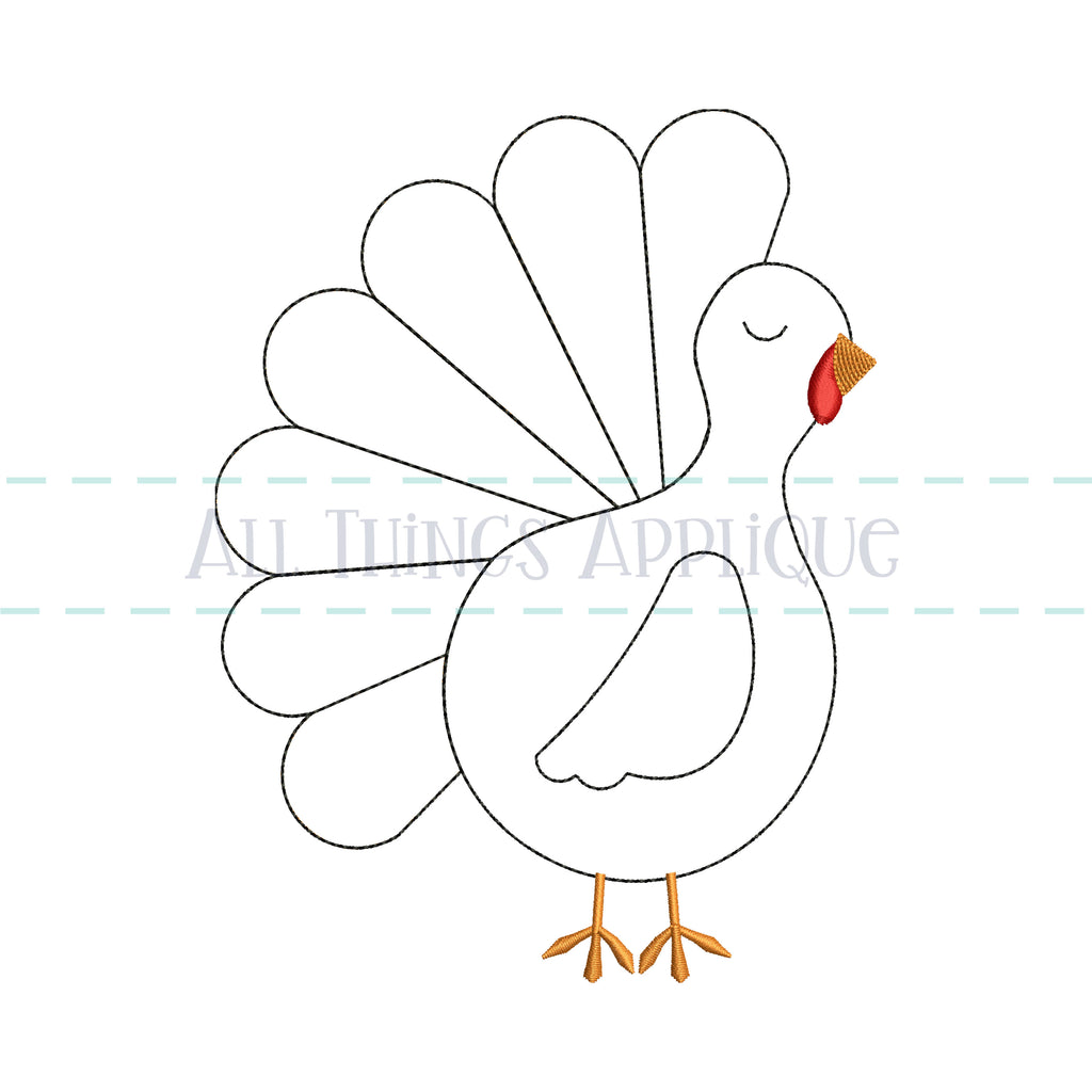 Turkey2 Bean turkey applique design for thanksgiving – allthingsapplique