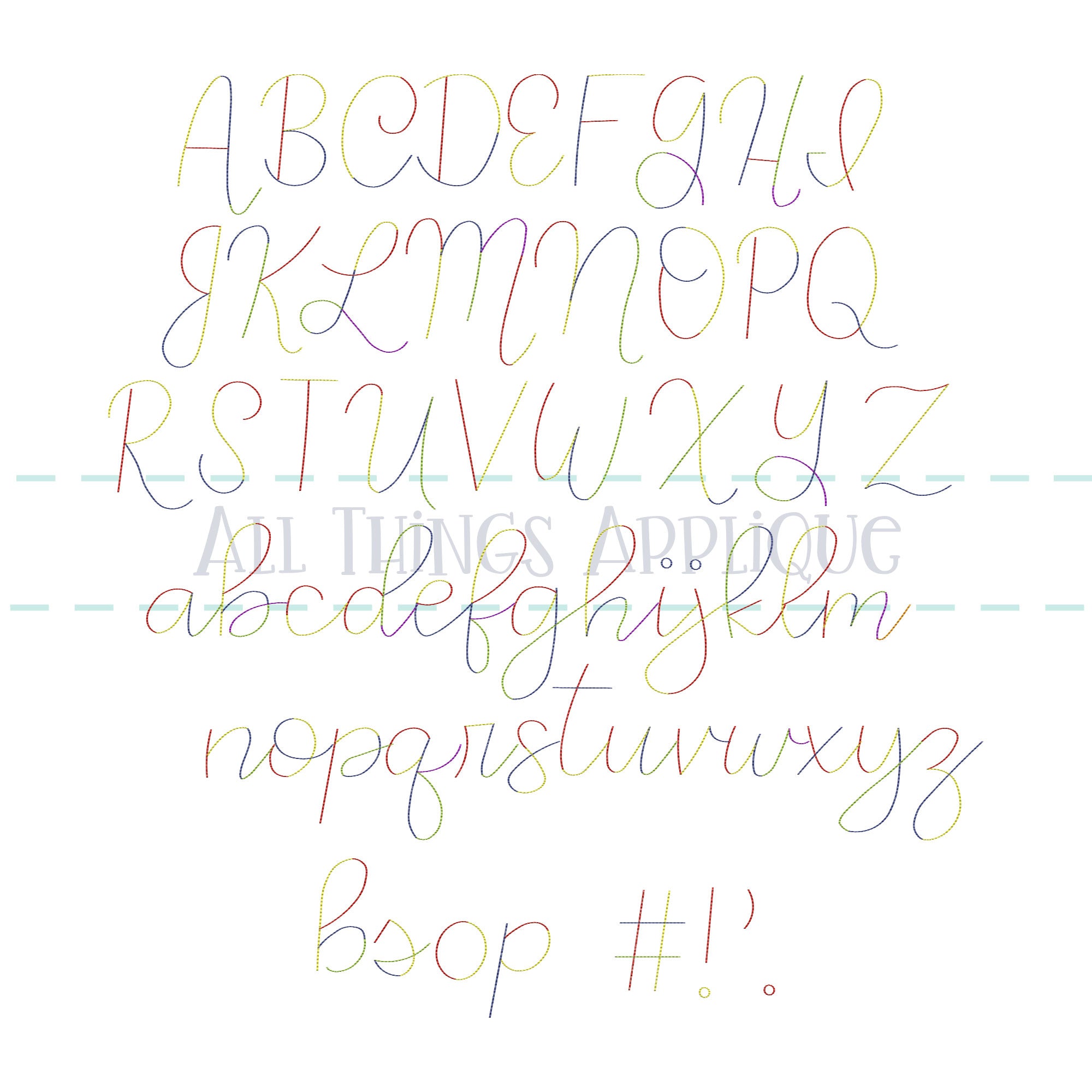 Cursive Yarn Embroidery Font – allthingsapplique, image size:2000x2000